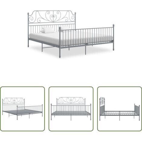 Letto in metallo -  Giroletto Grigio in Metallo 200x200 cm
