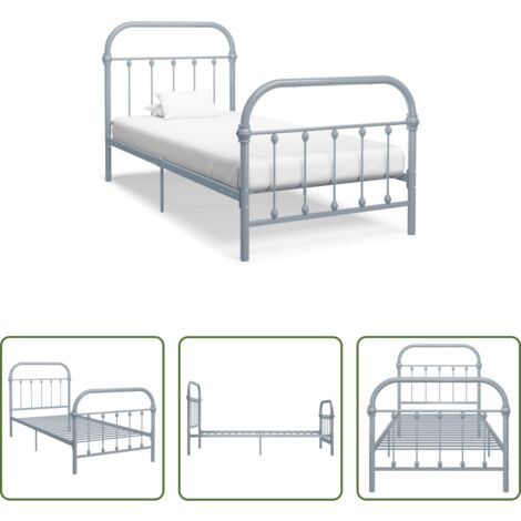 Letto in metallo -  Giroletto Grigio in Metallo 90x200 cm