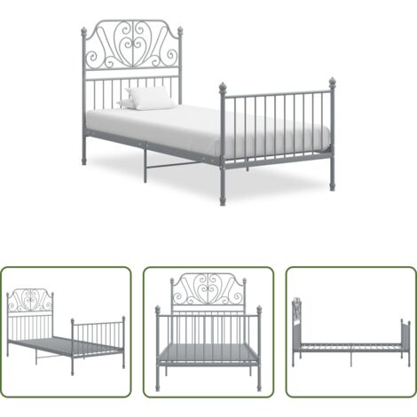 Letto in metallo -  Giroletto Grigio in Metallo 90x200 cm