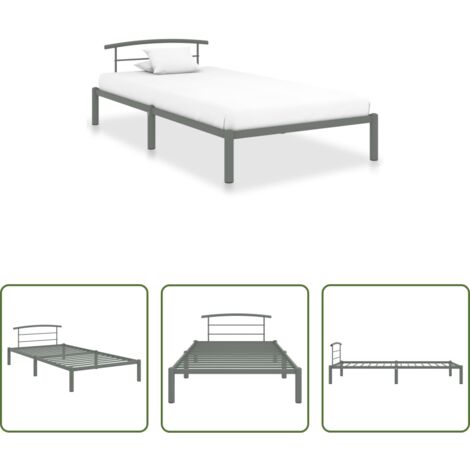 Letto in metallo -  Giroletto Grigio in Metallo 90x200 cm