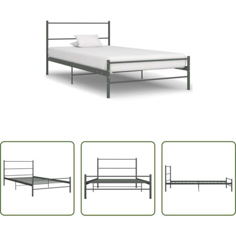 Letto in metallo -  Giroletto Grigio in Metallo 90x200 cm