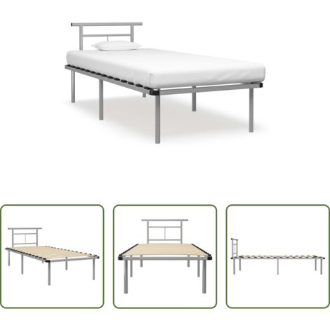 Letto in metallo -  Giroletto Grigio in Metallo 90x200 cm