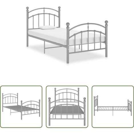 Letto in metallo -  Giroletto Grigio in Metallo 90x200 cm