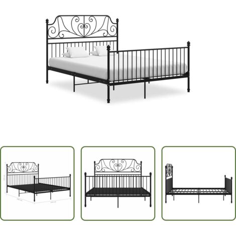 Letto in metallo -  Giroletto Nero in Metallo 140x200 cm
