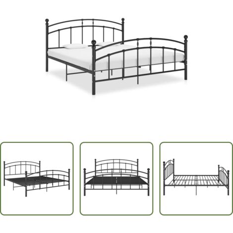 Letto in metallo -  Giroletto Nero in Metallo 160x200 cm