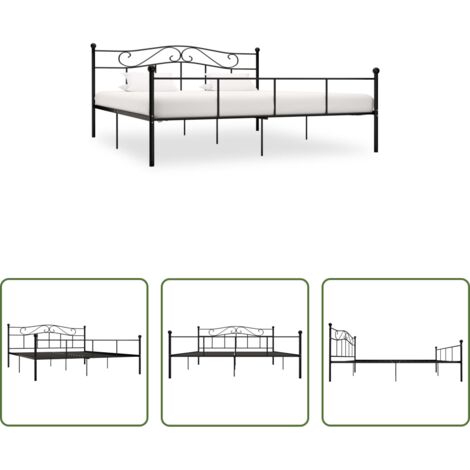 Letto in metallo -  Giroletto Nero in Metallo 180x200 cm