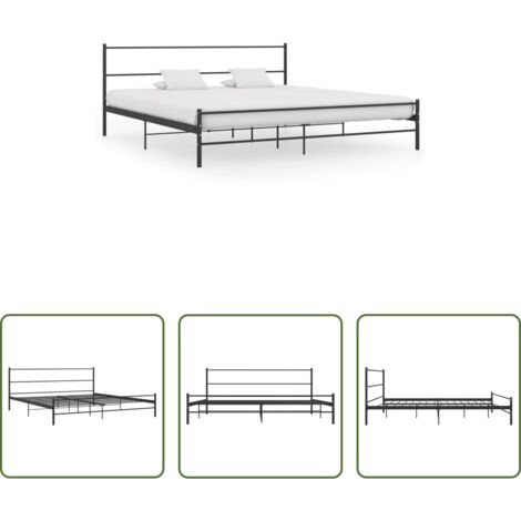 Letto in metallo -  Giroletto Nero in Metallo 180x200 cm