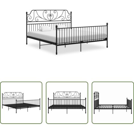 Letto in metallo -  Giroletto Nero in Metallo 200x200 cm