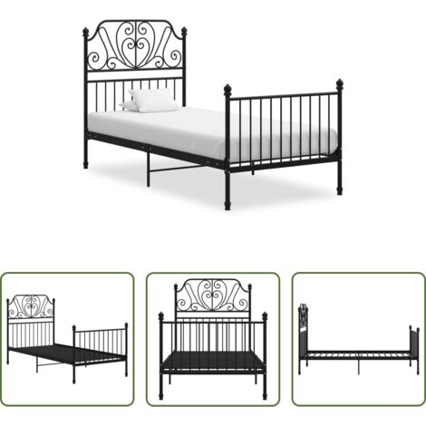 Letto in metallo -  Giroletto Nero in Metallo 90x200 cm