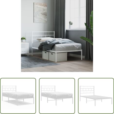 Letto in metallo -  Giroletto senza Materaso con Testiera Metallo Bianco 75x190 cm