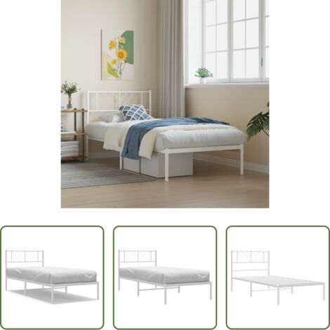 Letto in metallo -  Giroletto senza Materaso con Testiera Metallo Bianco 75x190 cm