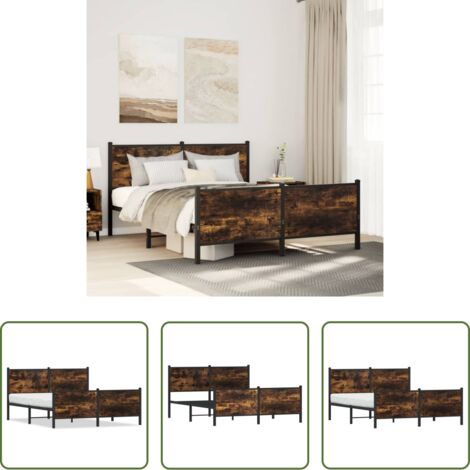 Letto in metallo -  Giroletto senza Materaso in Metallo Rovere Fumo 137x190 cm