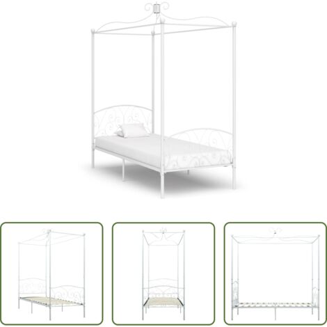 Letto in metallo -  Letto a Baldacchino Bianco in Metallo 100x200 cm