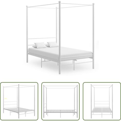 Letto in metallo - Letto a Baldacchino Bianco in Metallo 120x200 cm