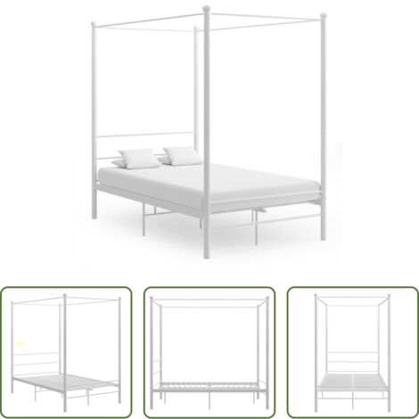 Letto in metallo -  Letto a Baldacchino Bianco in Metallo 140x200 cm