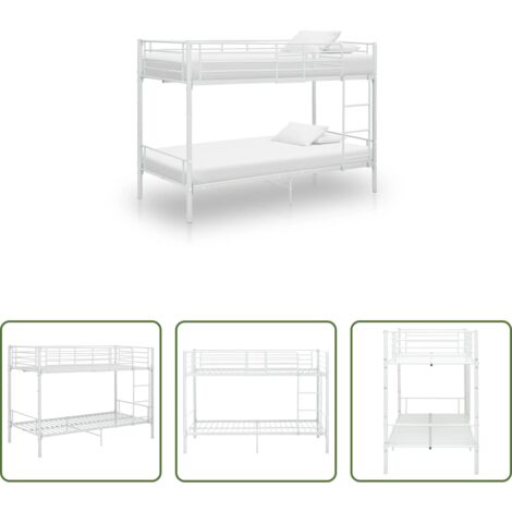 Letto in Metallo -  Letto a Castello Bianco in Metallo 90x200 cm