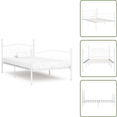 Letto in metallo - vidaXL Giroletto Base con Doghe Bianco in Metallo 90x200 cm - Letto con rete