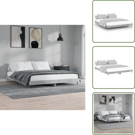 Letto in metallo - vidaXL Giroletto Grigio Cemento 200x200 cm in Legno Multistrato - Letto grigio cemento
