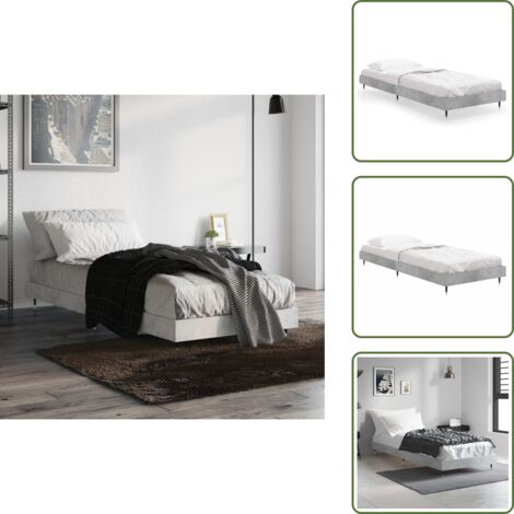 Letto in metallo - vidaXL Giroletto Grigio Cemento 75x190 cm in Legno Multistrato - Letto grigio cemento