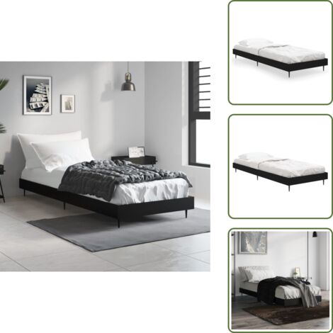 Letto in metallo - vidaXL Giroletto Nero 75x190 cm in Legno Multistrato - Letto con gambe in metallo