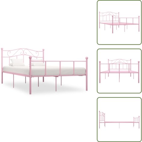 Letto in metallo - vidaXL Giroletto Rosa in Metallo 140x200 cm -