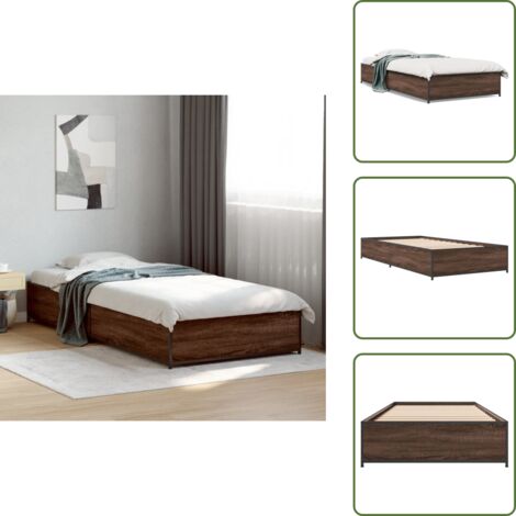 Letto in metallo - vidaXL Giroletto Rovere Marrone 75x190 cm Legno Multistrato e Metallo - Letto con gambe in metallo