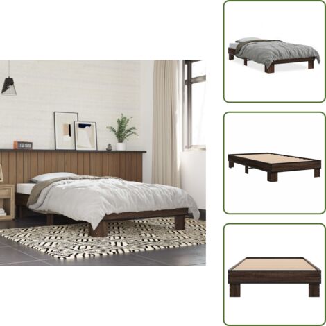 Letto in metallo - vidaXL Giroletto Rovere Marrone 75x190 cm Legno Multistrato e Metallo - Letto con gambe stabili