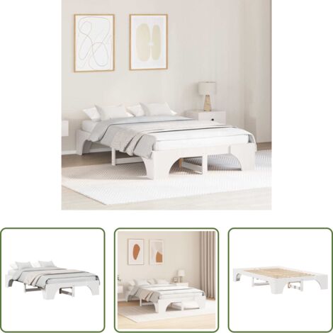 Letto in pino massello -  Struttura del letto Bianco 135 x 190 cm Pino massello