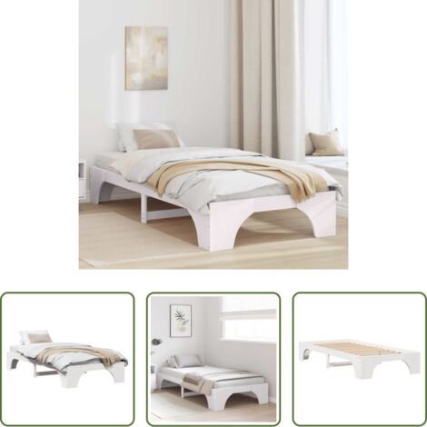 Letto in pino massello -  Struttura del letto Bianco 80 x 200 cm Pino massello