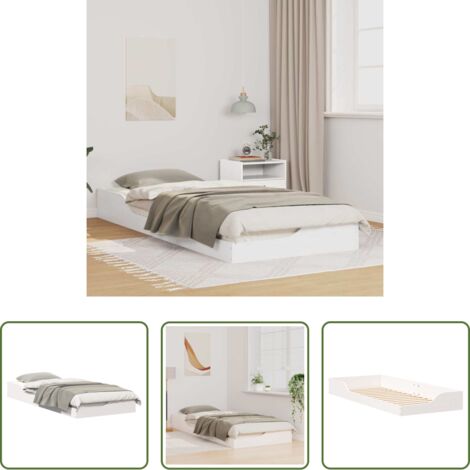 Letto in pino massello -  Struttura del letto Bianco 80 x 220 cm Pino massello