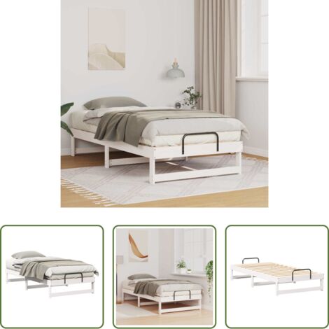 Letto in pino massello -  Struttura del letto Bianco 90 x 190 cm Pino massello