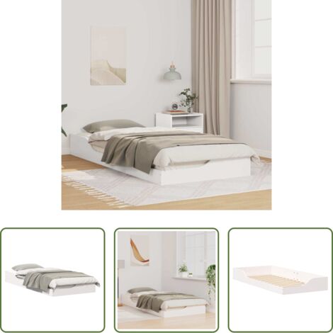 Letto in pino massello -  Struttura del letto Bianco 90 x 210 cm Pino massello