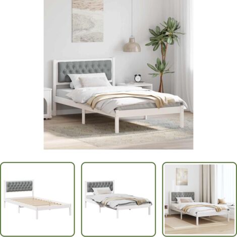 Letto in pino massello -  Struttura del letto Grigio chiaro 100 x 200 cm Pino massello