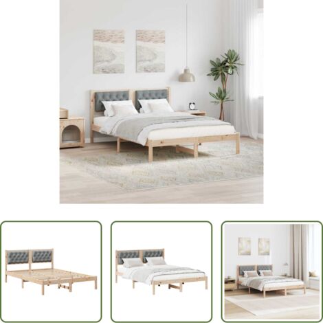 Letto in pino massello -  Struttura del letto Grigio chiaro 140 x 190 cm Pino massello