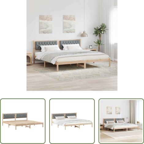 Letto in pino massello -  Struttura del letto Grigio chiaro 200 x 200 cm Pino massello