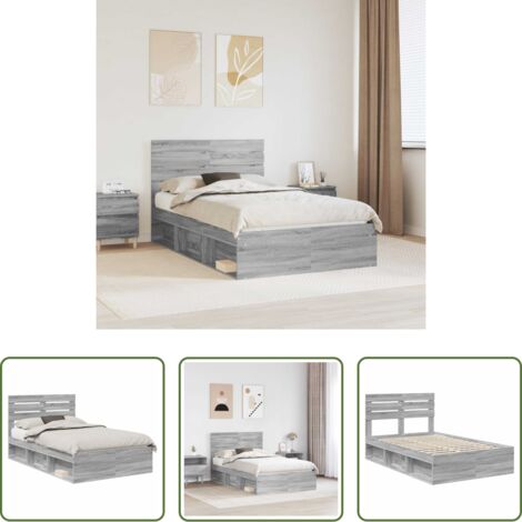 Letto in pino massello -  Struttura del letto Grigio Sonoma 120 x 190 cm Pino massello