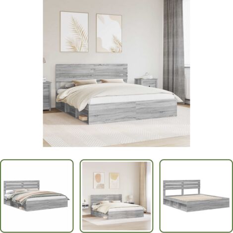 Letto in pino massello -  Struttura del letto Grigio Sonoma 200 x 200 cm Pino massello