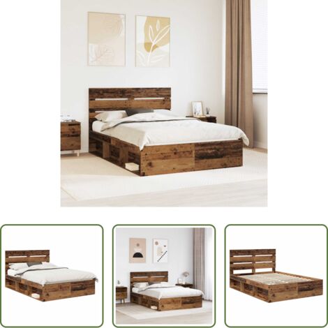 Letto in pino massello -  Struttura del letto Legno vecchio 150 x 200 cm Pino massello