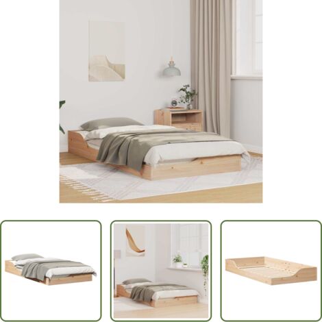 Letto in pino massello -  Struttura del letto Marrone 75 x 190 cm Pino massello