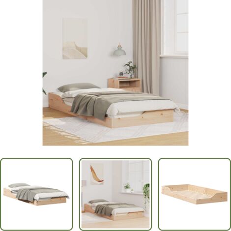 Letto in pino massello -  Struttura del letto Marrone 80 x 210 cm Pino massello