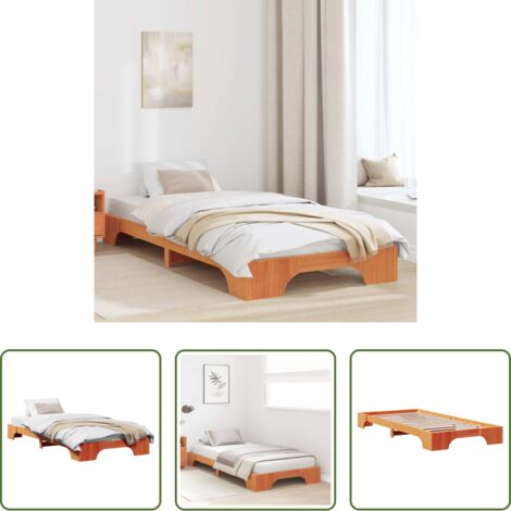Letto in pino massello -  Struttura del letto Marrone cerato 100 x 200 cm Pino massello
