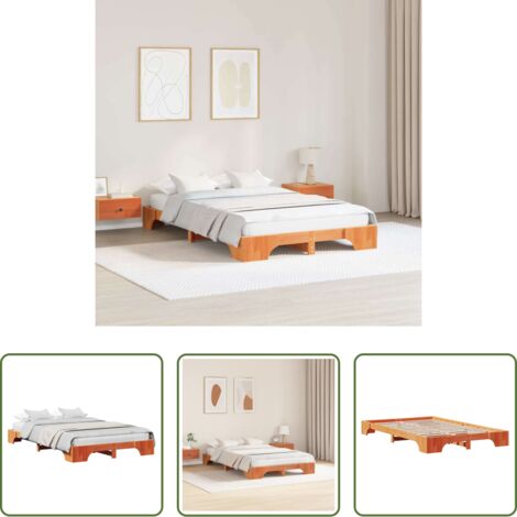 Letto in pino massello -  Struttura del letto Marrone cerato 120 x 190 cm Pino massello