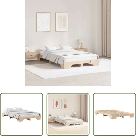 Letto in pino massello -  Struttura del letto Naturale 140 x 190 cm Pino massello