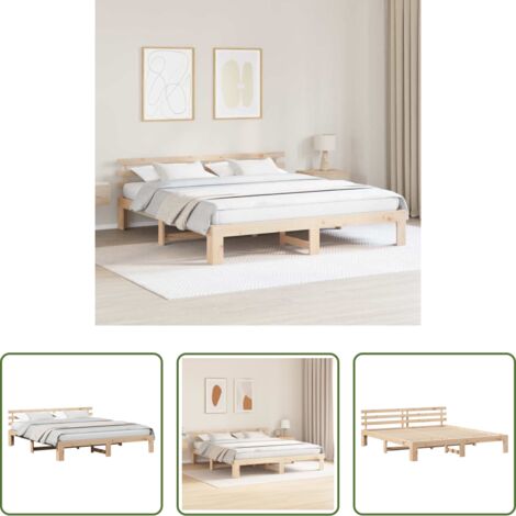 Letto in pino massello -  Struttura del letto Naturale 200 x 200 cm Pino massello
