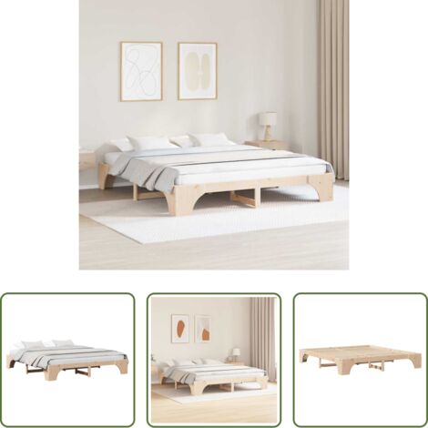 Letto in pino massello -  Struttura del letto Naturale 200 x 200 cm Pino massello