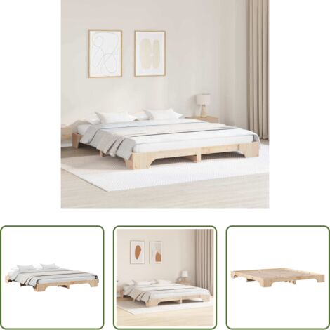 Letto in pino massello -  Struttura del letto Naturale 200 x 200 cm Pino massello