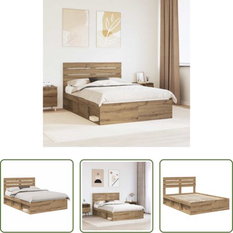 Letto in pino massello -  Struttura del letto Rovere Artigianale 140 x 190 cm