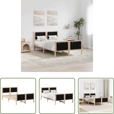 Letto in pino -  Struttura del letto Nero 120 x 190 cm Pino massello