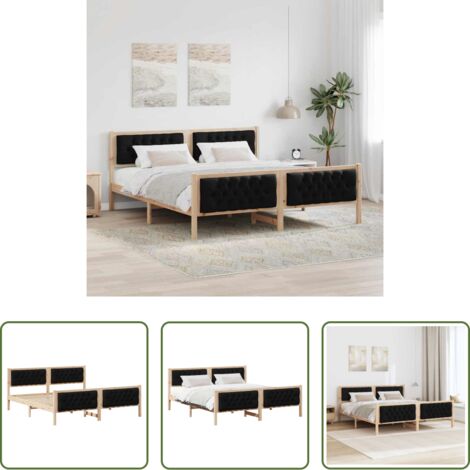 Letto in pino -  Struttura del letto Nero 160 x 200 cm Pino massello