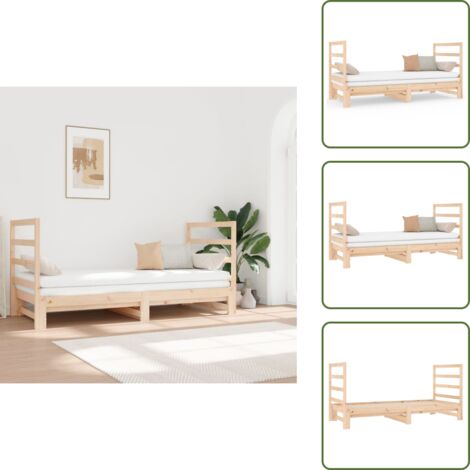 Letto in pino - vidaXL Dormeuse Estraibile 2x(90x190) cm Legno Massello di Pino - Letto con testiera